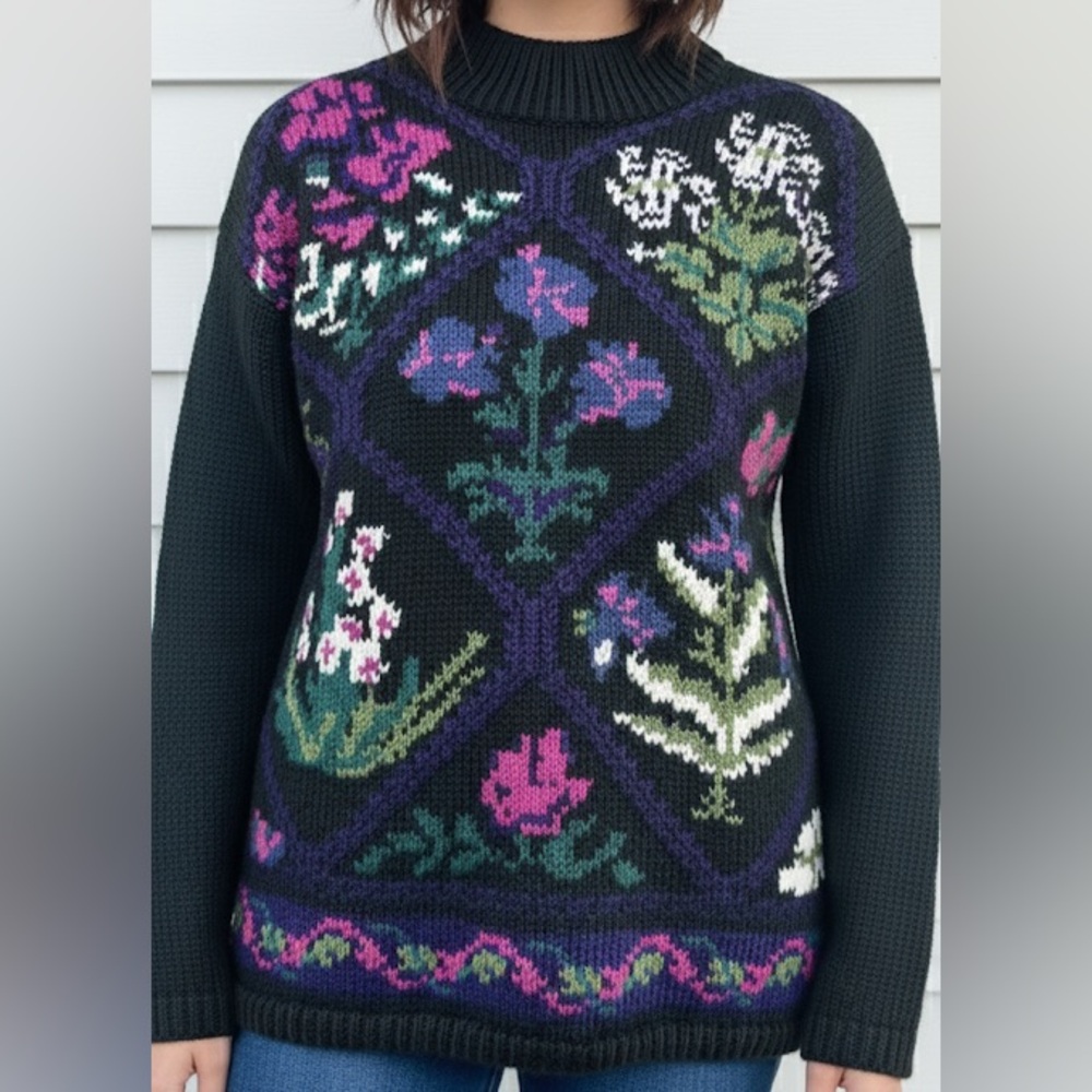VINTAGE Kitty Hawk Floral Knit Sweater